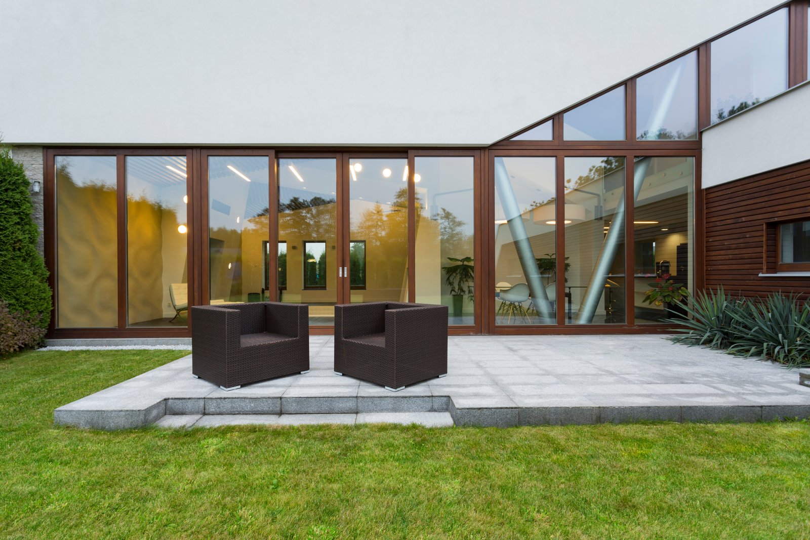 Villa patio with rattan chairs Luxury Home for sale